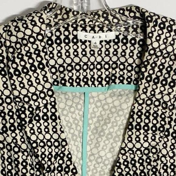 CAbi Black & Cream Printed Du Jour Cotton Office Blazer WMN'S SZ 4 - Picture 5 of 12